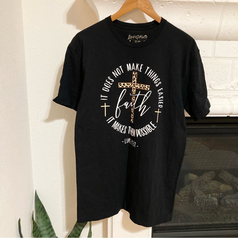 Faith Tee Black Short Sleeved T-shirt Size Large L